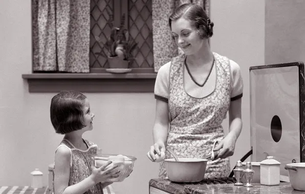 Women at home with child